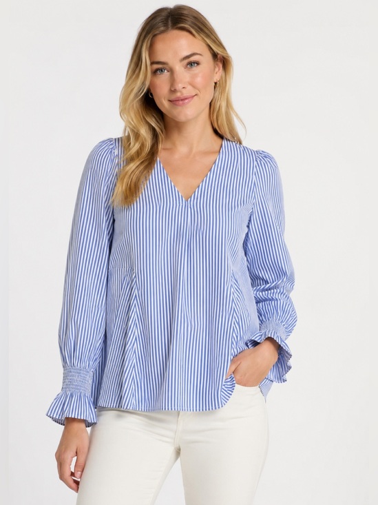 Tuckernuck Tops - Tuckernuck Striped Easton V-Neck Blouse NWOT